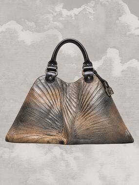 FENDI Karl Lagerfeld 2003 Vintage Devil Trapezio Leather Bag Neutrals Large